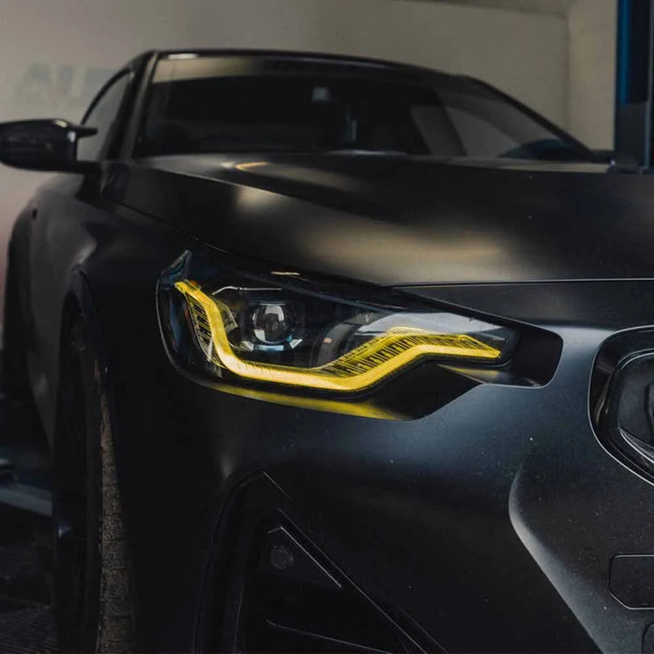 Angel eyes yellow on car