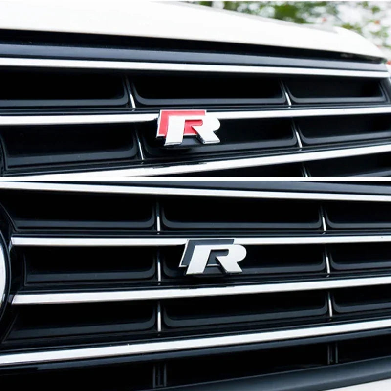 Car badges on grille