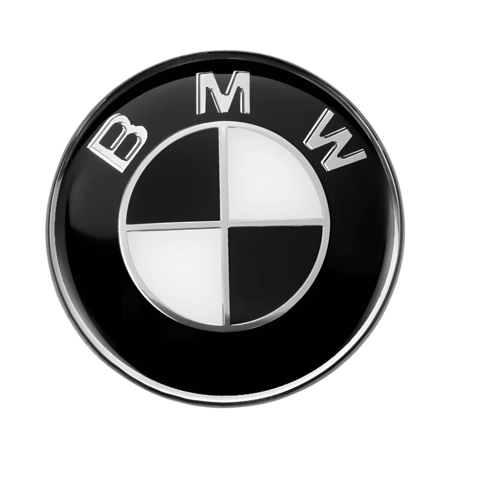 Steering wheel BMW badges black white