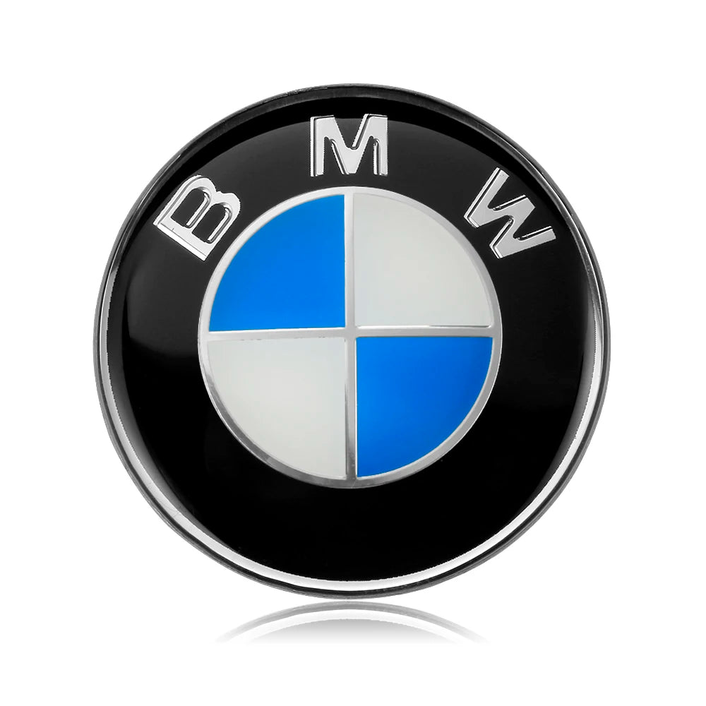 Steering wheel BMW badges blue white